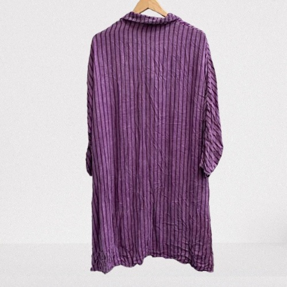 NEW Nu‎ Vintage Striped Flannel Asymmetrical Top Purple Large - Picture 2 of 4